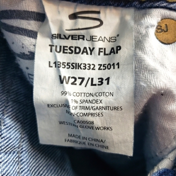 SILVER "Tuesday Flap" Distressed Low Rise Jeans Size 27 - Picture 9 of 10